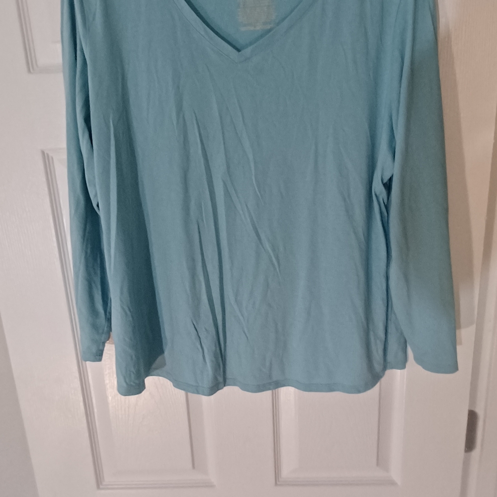 Women's Aqua Blue V-Neck Top